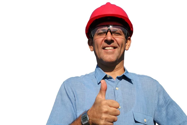 Successful Engineer Showing Ok Sign — Stock Photo, Image