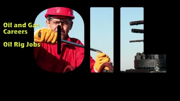 Título Filme Transparente Cena Trabalhador Plataforma Petrolífera Empregos Trabalhadores Plataformas — Vídeo de Stock