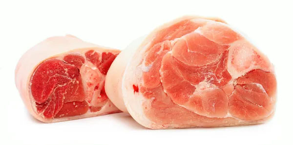 Uncooked ham / gammon joint with skin on against white backgroun — Stock Photo, Image