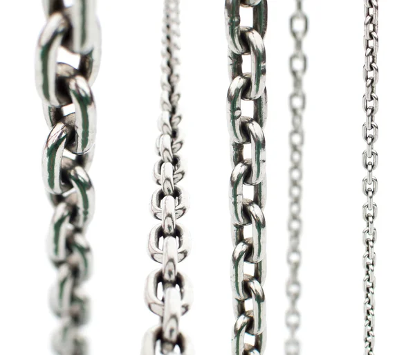 Zestaw metalowych łańcuchów — Zdjęcie stockowe