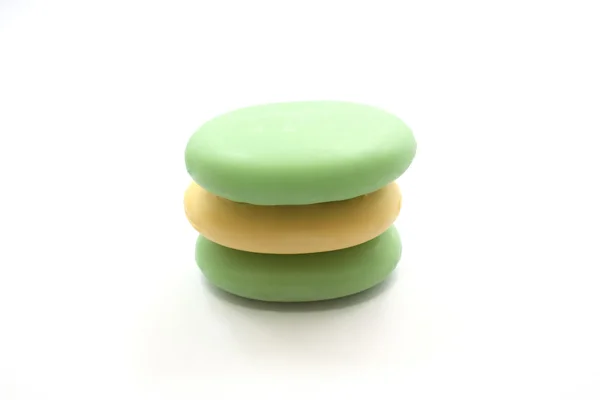 Sapone, verde, giallo, sfondo bianco — Foto Stock