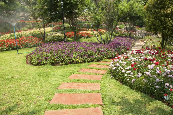 Gärten und Sträucher Grün und Blumen. — Stockfoto