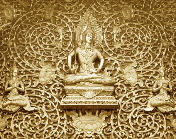 Drewno rzeźba Buddyjski — Zdjęcie stockowe