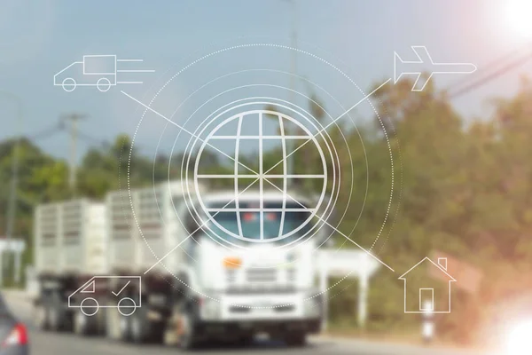 Технологічні Технології Перевезення Наземних Вантажів Важкою Вантажівкою — стокове фото