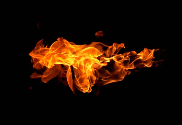 Полум Вогню Ізольоване Чорному Тлі — стокове фото