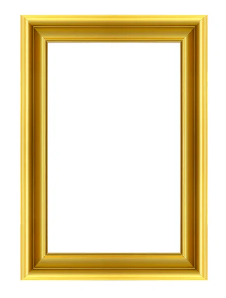 Golden Wooden Photo Frame Isolated White Background Designed Interior Decoration — Stockfoto