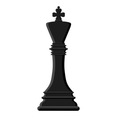 Çizgi film siyah satranç kralı beyaz arka planda izole edildi. Satranç ikonları. Tasarım için vektör illüstrasyonu