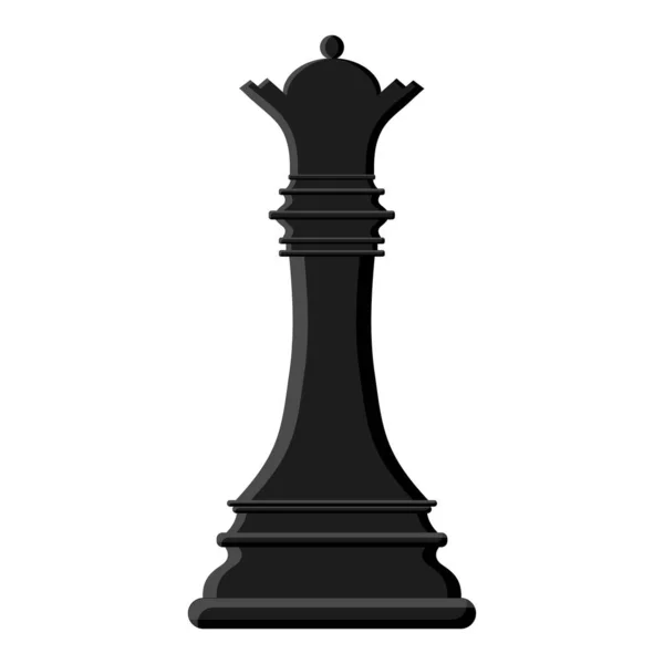 Cartoon Black Chess Queen Isolated White Background Chess Icons Vector — Image vectorielle