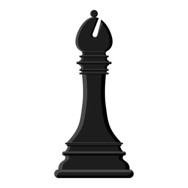 Cartoon Black Chess Bishop Isolated White Background Chess Icons Vector — ストックベクタ
