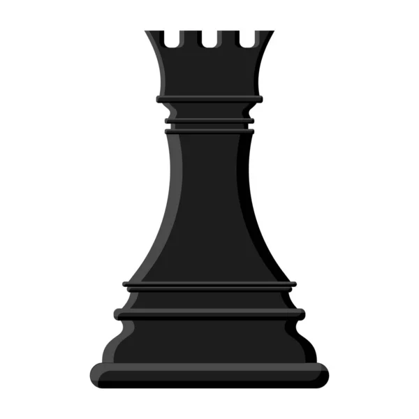 Cartoon Black Chess Rook Isolated White Background Chess Icons Vector — ストックベクタ