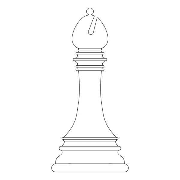 Obrysová Silueta Šachového Biskupa Izolovaná Bílém Pozadí Šachové Ikony Vektorová — Stockový vektor