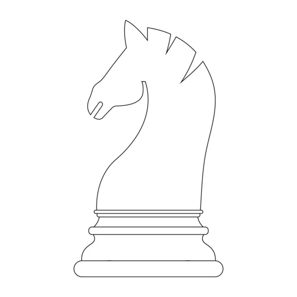 Zarys Sylwetki Rycerza Szachowego Odizolowanego Białym Tle Ikony Szachowe Ilustracja — Wektor stockowy