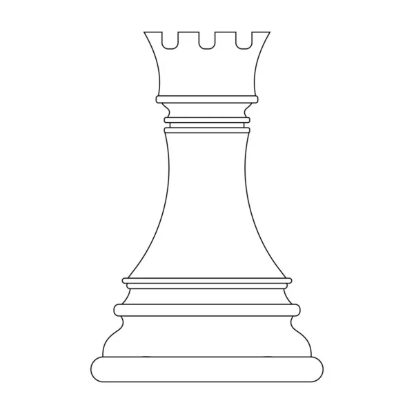Outline Silhouette Chess Rook Isolated White Background Chess Icons Vector —  Vetores de Stock