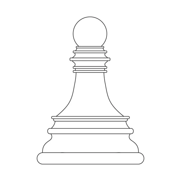 Outline Silhouette Chess Pawn Isolated White Background Chess Icons Vector — Vetor de Stock