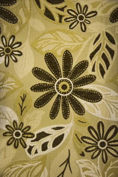 Colorful textile flax fabric with flowers — Stock Photo, Image