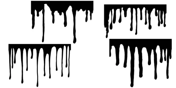 Peinture Noire Goutte Goutte Illustration Vectorielle Liquide Goutte Goutte Isolée — Image vectorielle