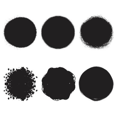 Grunge Siyah Koleksiyonu, Çemberler, Etiketler, Rozetler. Vektör sıkıntı dokusu. Üzüntülü üst üste çember işareti dokusu tasarımı.