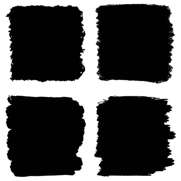 Black Paintbrush Collection Isolated White Background Vector Illustration — Stock Vector