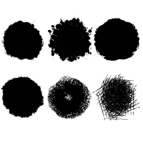 Collection Timbres Noirs Cercles Étiquettes Insignes Textures Détresse Vectorielles Distressed — Image vectorielle