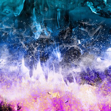 Mavi dalgalar yaz dokusu arka planı. Mermer sıvı sanat baskısı. Deniz yüzeyi. Modern tasarım. Akrilik boyalarla çizim.