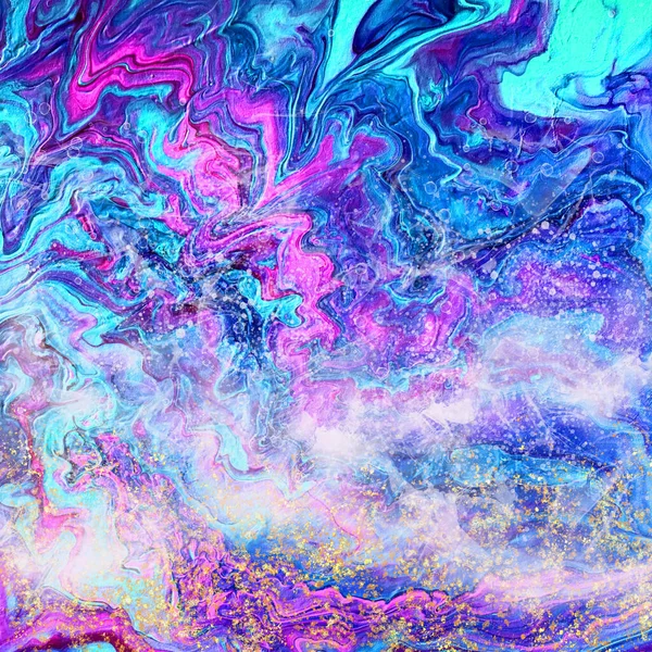 Pink Blue Sea Waves Summer Background Marble Liquid Art Print — Stock Photo, Image