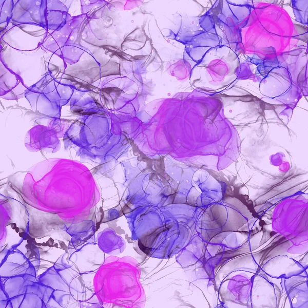 Purple Alcohol Ink Seamless Pattern Modern Design Alcohol Ink Illustration — Stock Photo, Image