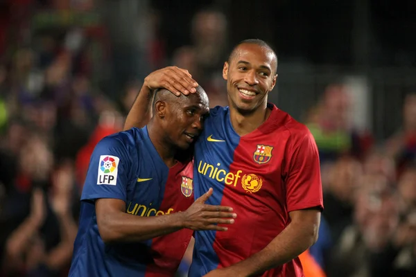 Samuel Eto'o and Thierry Henry — Stock Photo, Image