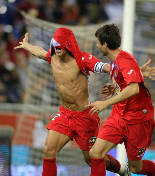 Casquero (L) de Getafe celebra gol —  Fotos de Stock