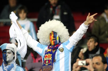 Argentinian supporter celebrate a goal clipart