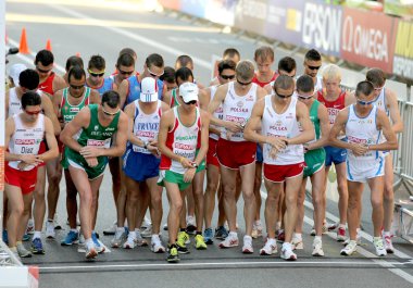 Competitors at the start of Men 20km Walk clipart