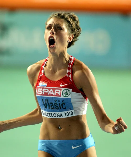 Blanka vlasic Chorvatsko slaví zlato na skok vysoký — Stock fotografie