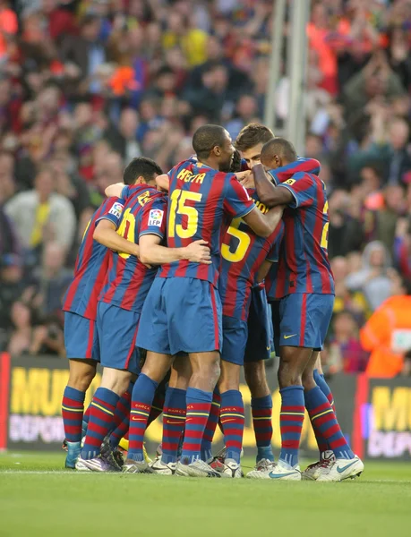 FC Barcelona players enjoying — Stock Photo, Image