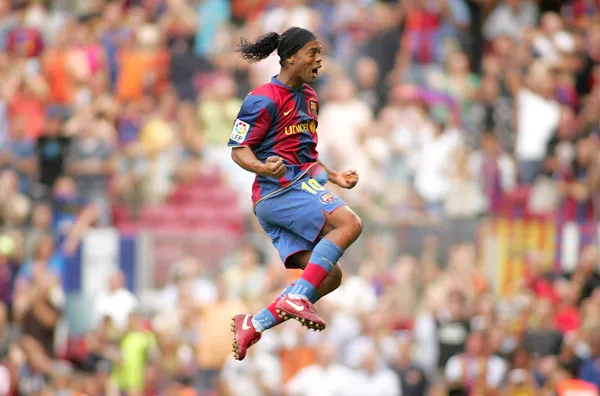 Brazilian player Ronaldinho in action — Stock Photo, Image