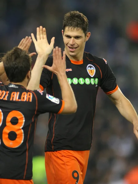 Zigic Valencia cf firar målet — Stockfoto