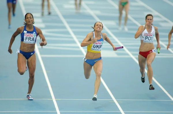 Konkurrenter för 4 x 100 relay — Stockfoto