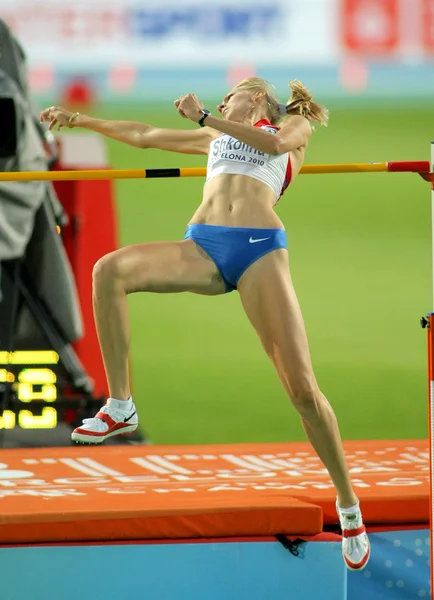 Svetlana shkolina van Rusland tijdens hoogspringen definitieve — Stockfoto