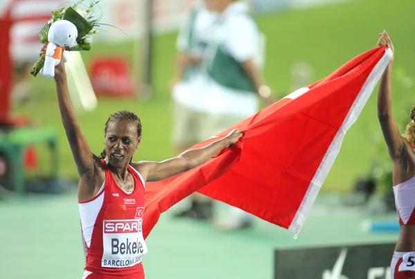 Alemitu bekele van Turkije viert overwinning — Stockfoto