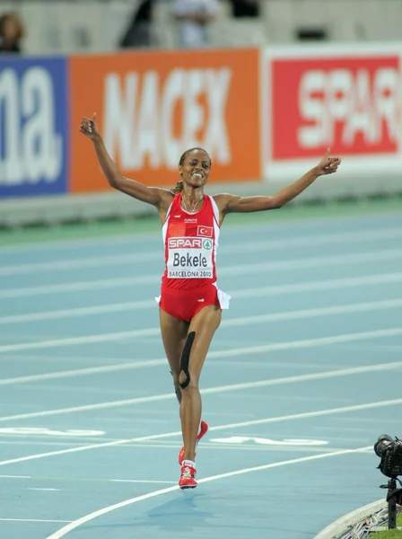 Alemitu Bekele da Turquia celebra vitória — Fotografia de Stock