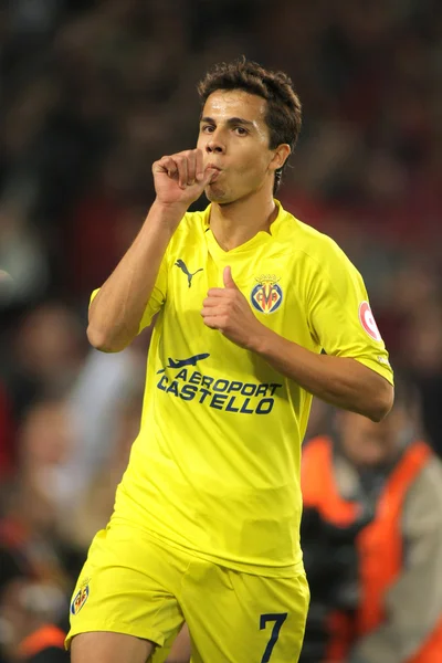 Villareal Nilmar gol kutluyor — Stok fotoğraf