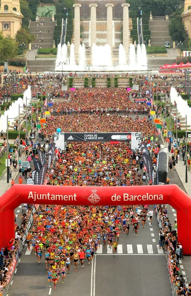 Runners on start of La Cursa de la Merce — Stock Photo, Image