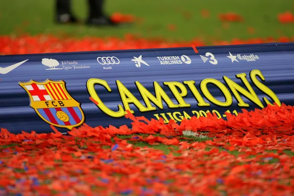 Poster of FC Barcelona league championship winners — Stock Photo, Image