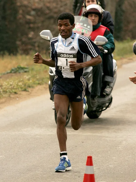 A Maratona Mundial do Recordman Haile Gebrselassie — Fotografia de Stock