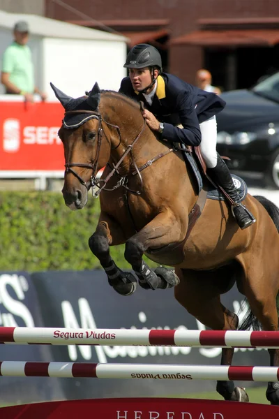 Cassio Rivetti of Ukraine in action rides horse Verdi — Stock Photo, Image