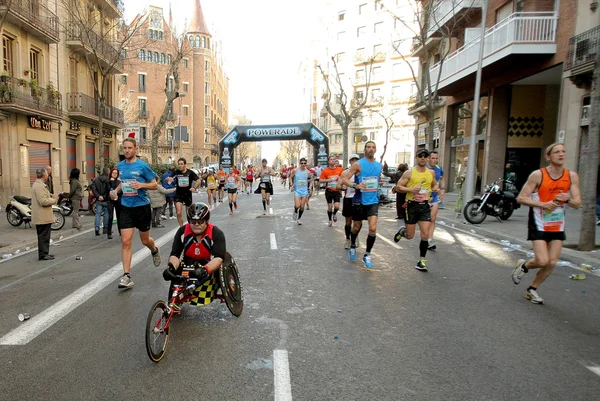 Atleta con disabilità motorie in corsa a Barcellona — Foto Stock