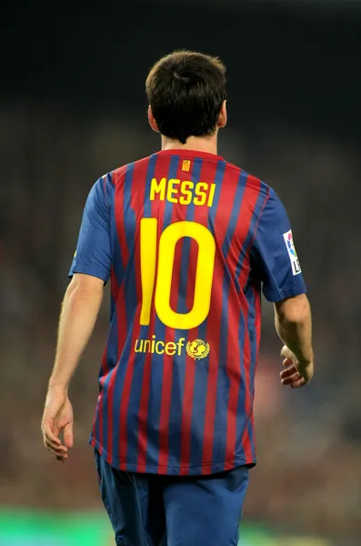 Achterkant van leo messi van fc barcelona — Stockfoto