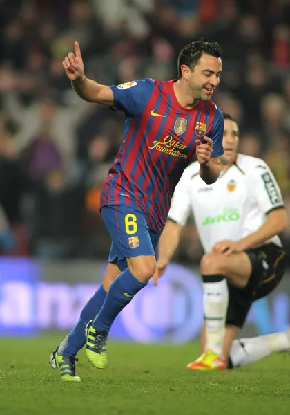 Xavi Hernandez do FC Barcelona comemorando gol — Fotografia de Stock