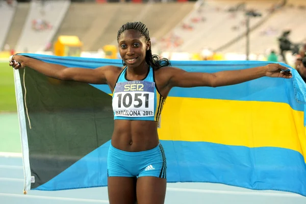 Anthonique Strachan of Bahamas celebrates gold — Stock Photo, Image