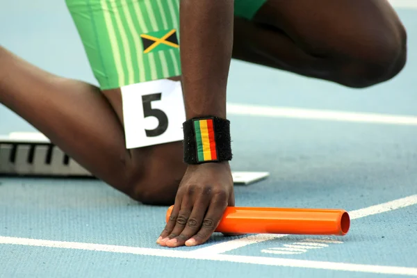 Atleta no início — Fotografia de Stock