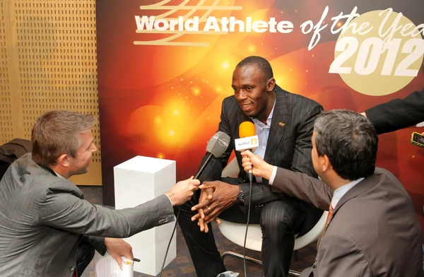 Usain Bolt interviewed — Stock Photo, Image