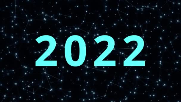 2022 metni kozmik teknolojik arkaplanda rastgele belirir — Stok video